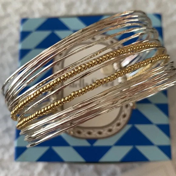 Stella & Dot Silver & Gold Cuff bracelet - Picture 1 of 8